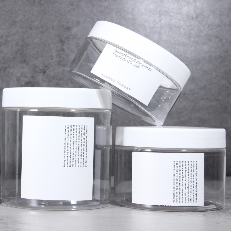 Transparent PET Plastic Straight Sided Wide Mouth Jar