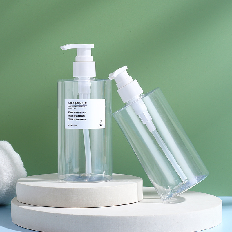 350ml hand sanitizer bottle transparent plastic round flat shoulder wash packaging material bathroom dispenser hand sanitizer bottle