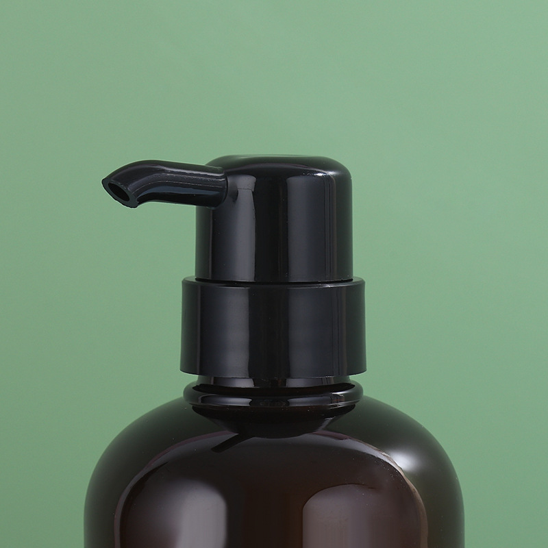 Body lotion bottle Simple plastic care packaging material brown round shoulder shampoo body lotion bottle