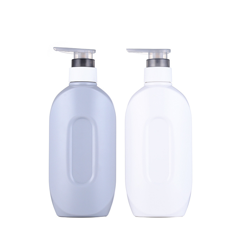 PET Plastic Flat Pump Bottle 500ml White/Purple