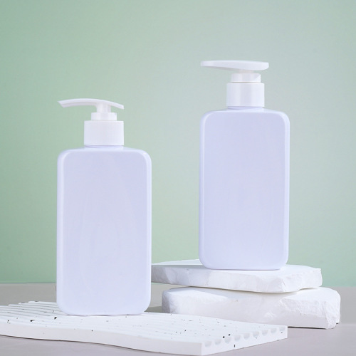 White PET Plastic Rectangle Flat Pump Bottle 300ml