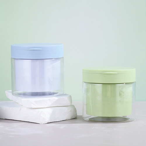 Manufacturer 200ml facial mask jar Fashion transparent plastic skin care product packaging material with spoon wide mouth dispensing mud mask mask jar