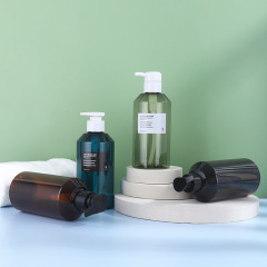 Manufacturer 380ml hand sanitizer bottle green tea color plastic shoulder wash packaging material hotel press hand sanitizer bottle