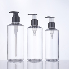 Manufacturer 400ml shower gel bottle transparent PETG wash and care packaging material oblique shoulder light luxury bathroom shampoo shower gel bottle