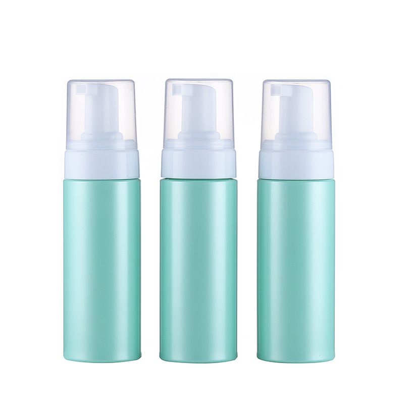 Green PET Plastic Cylinder Foam Soap Pump Bottle 150ml 5oz