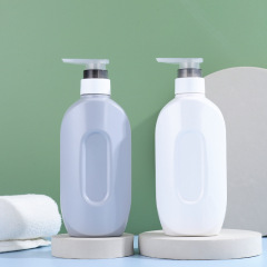 PET Plastic Flat Pump Bottle 500ml White/Purple