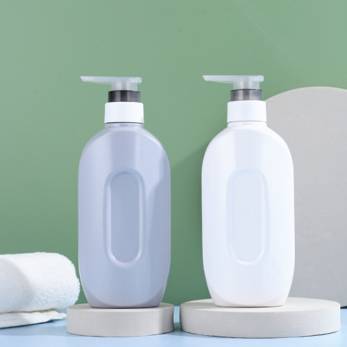PET Plastic Flat Pump Bottle 500ml White/Purple