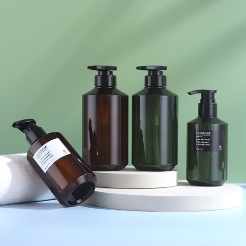 500ml hand sanitizer bottle brown plastic packaging material washing and care oblique shoulder press hotel shampoo hand sanitizer bottle