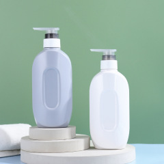 PET Plastic Flat Pump Bottle 500ml White/Purple