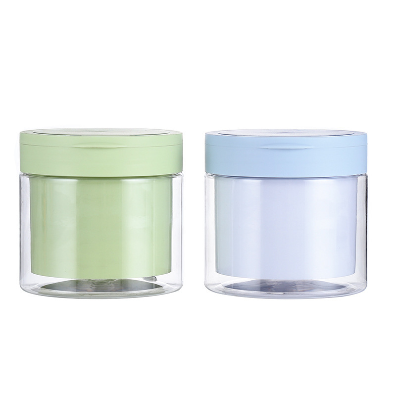 Manufacturer 200ml facial mask jar Fashion transparent plastic skin care product packaging material with spoon wide mouth dispensing mud mask mask jar