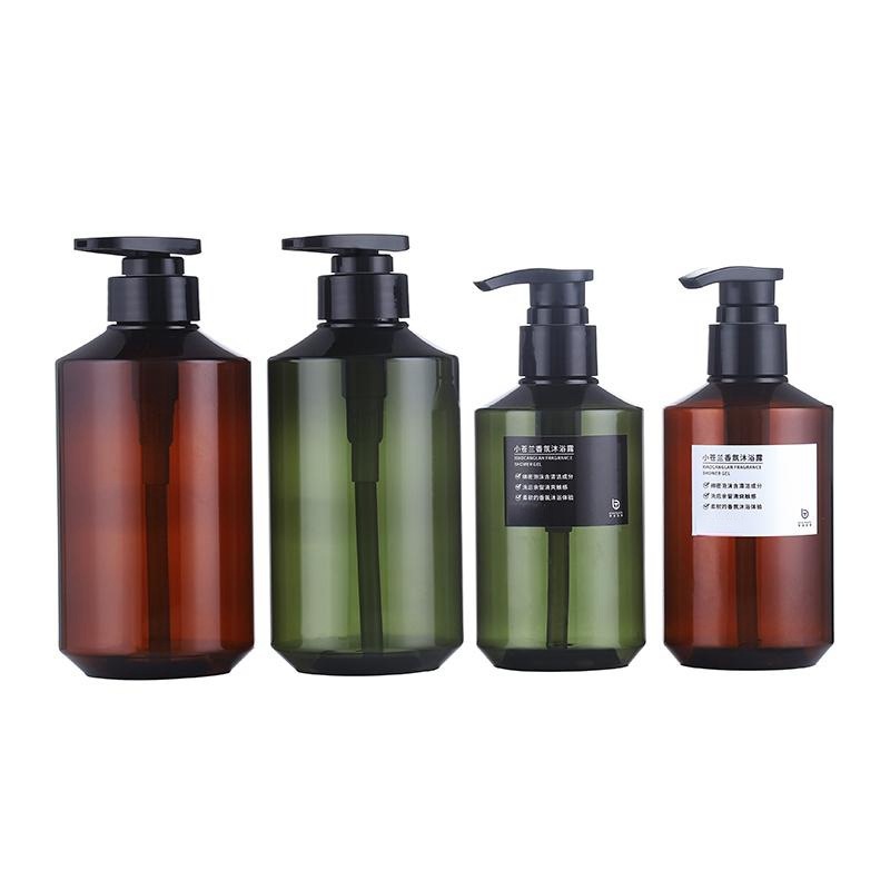 500ml hand sanitizer bottle brown plastic packaging material washing and care oblique shoulder press hotel shampoo hand sanitizer bottle