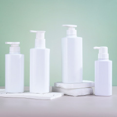Manufacturer 600ml shampoo bottle white pressed plastic thickened wash and care packaging material square bathroom shampoo bottle