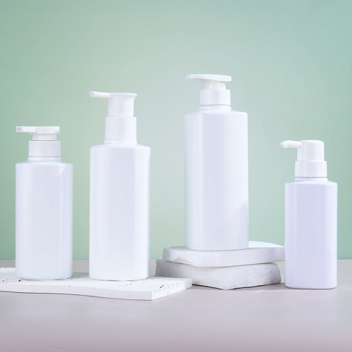 Manufacturer 600ml shampoo bottle white pressed plastic thickened wash and care packaging material square bathroom shampoo bottle