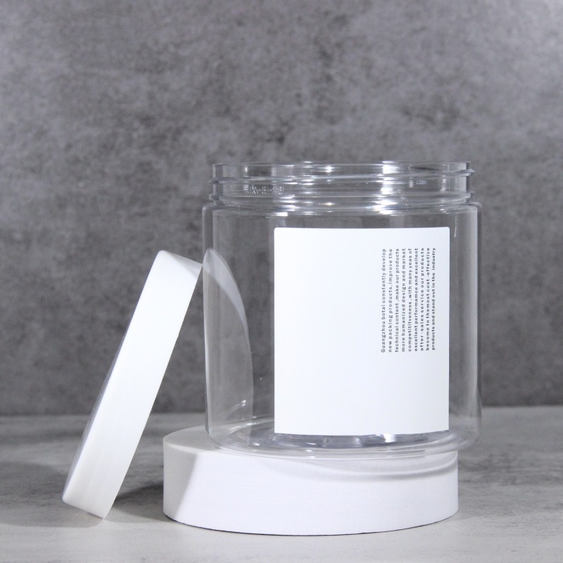 Transparent PET Plastic Straight Sided Wide Mouth Jar