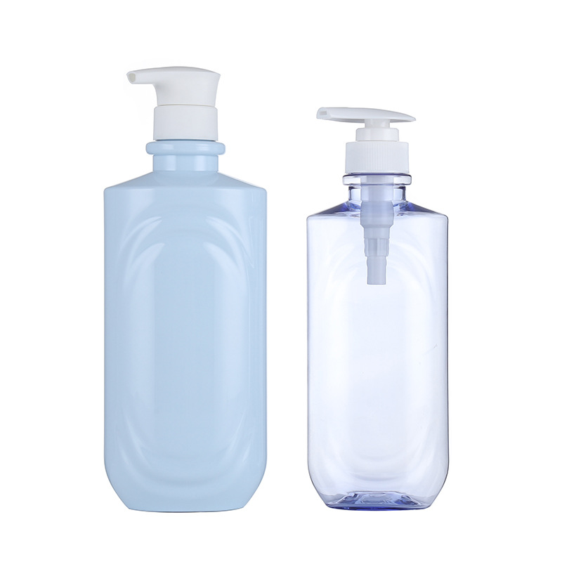 PET Plastic Oval Flat Pump Bottle 750ml Blue