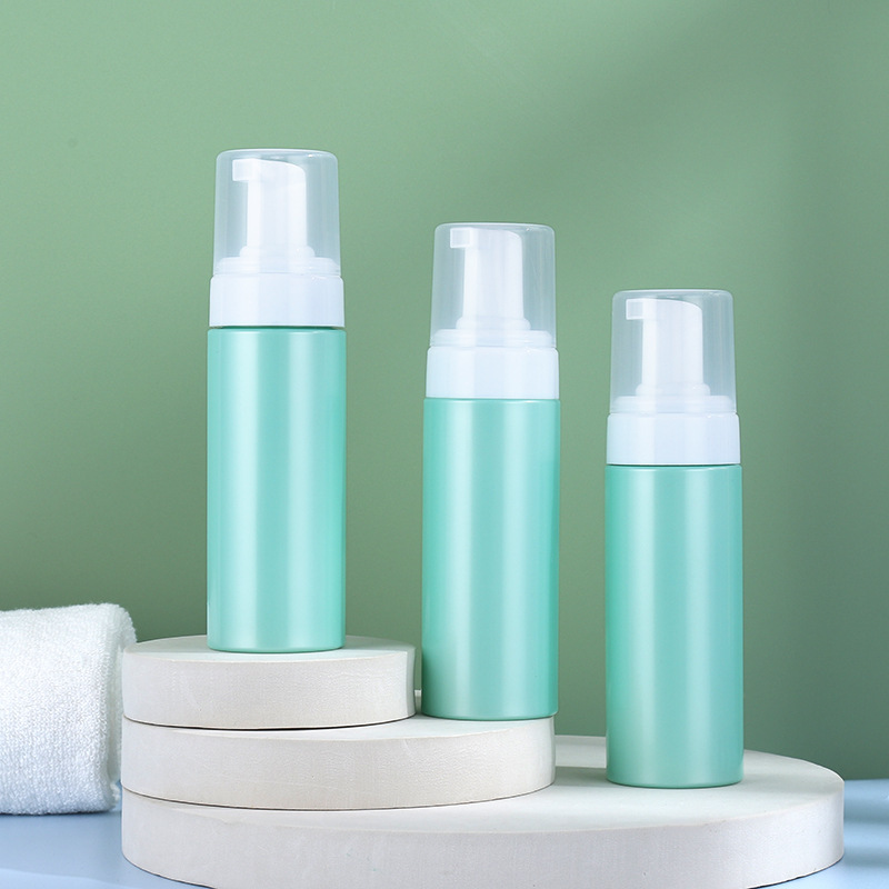 Green PET Plastic Cylinder Foam Soap Pump Bottle 150ml 5oz