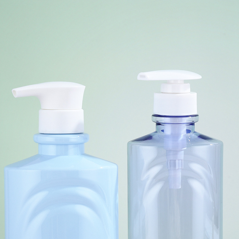 PET Plastic Oval Flat Pump Bottle 750ml Blue
