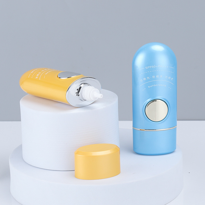 30ml sunscreen bottle Creative button plastic cosmetic packaging material oval packaging summer sunscreen bottle