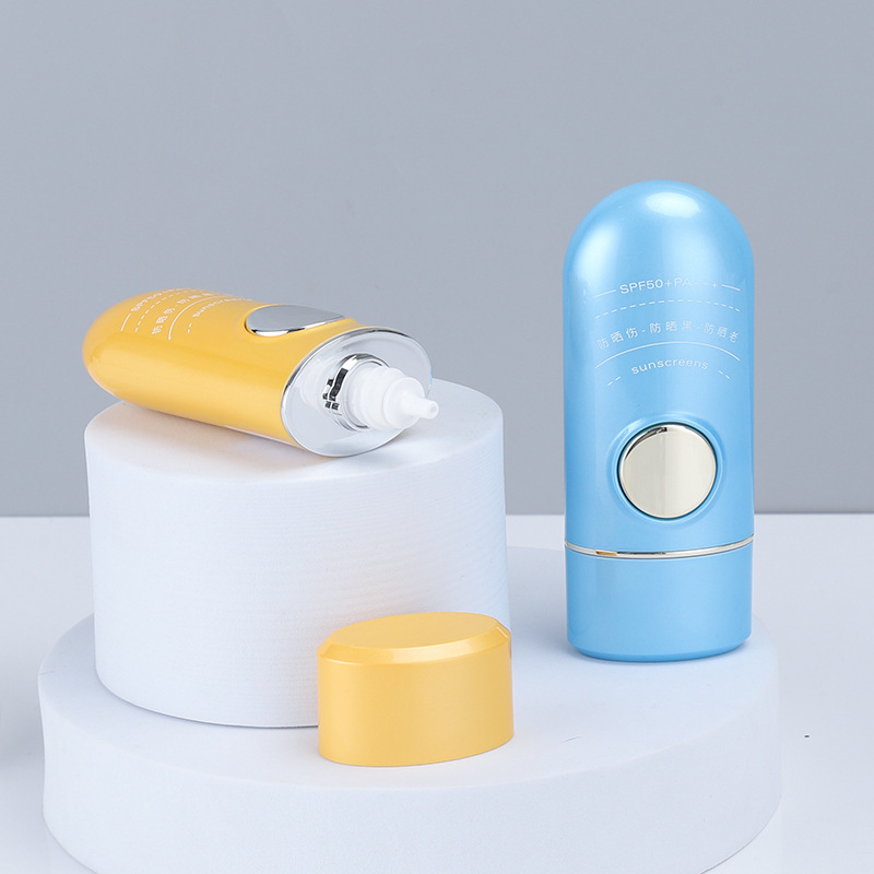 30ml sunscreen bottle Creative button plastic cosmetic packaging material oval packaging summer sunscreen bottle