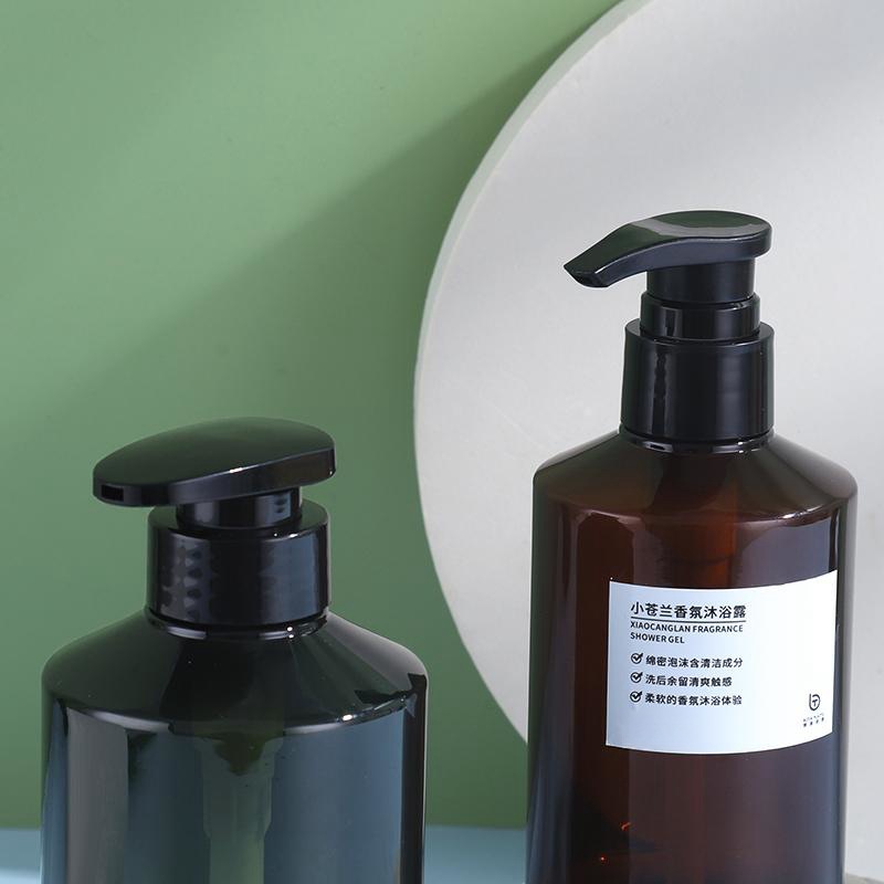 500ml hand sanitizer bottle brown plastic packaging material washing and care oblique shoulder press hotel shampoo hand sanitizer bottle
