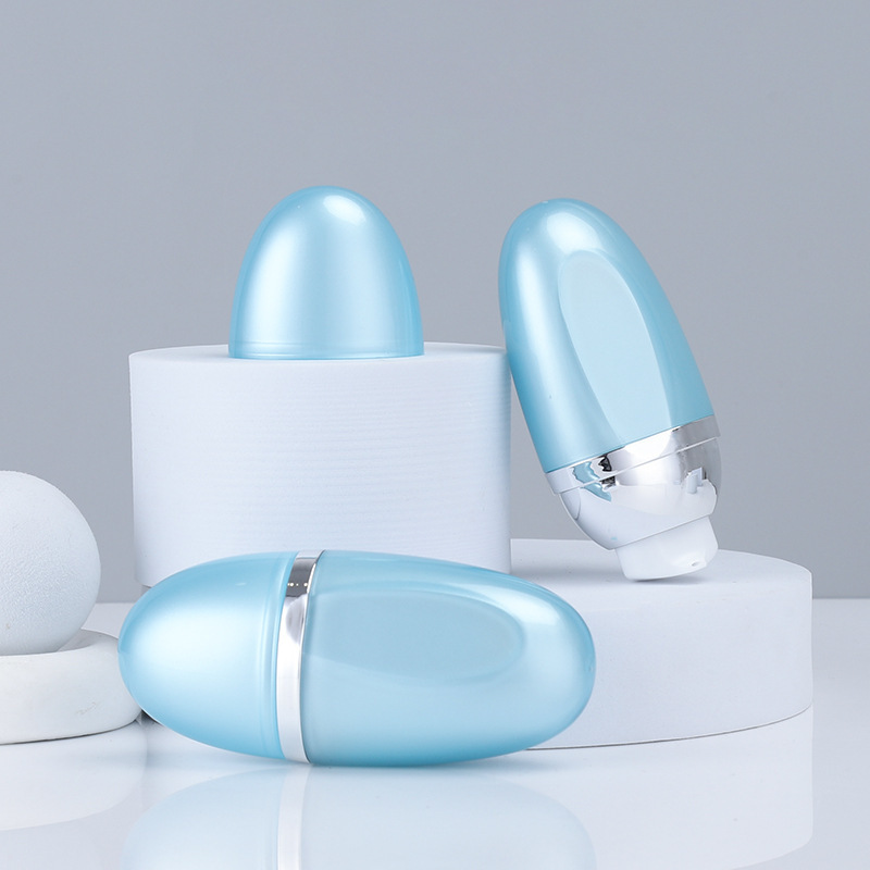 30ml sunscreen bottle Creative plastic cosmetic packaging double layer oval foundation isolation sunscreen bottle