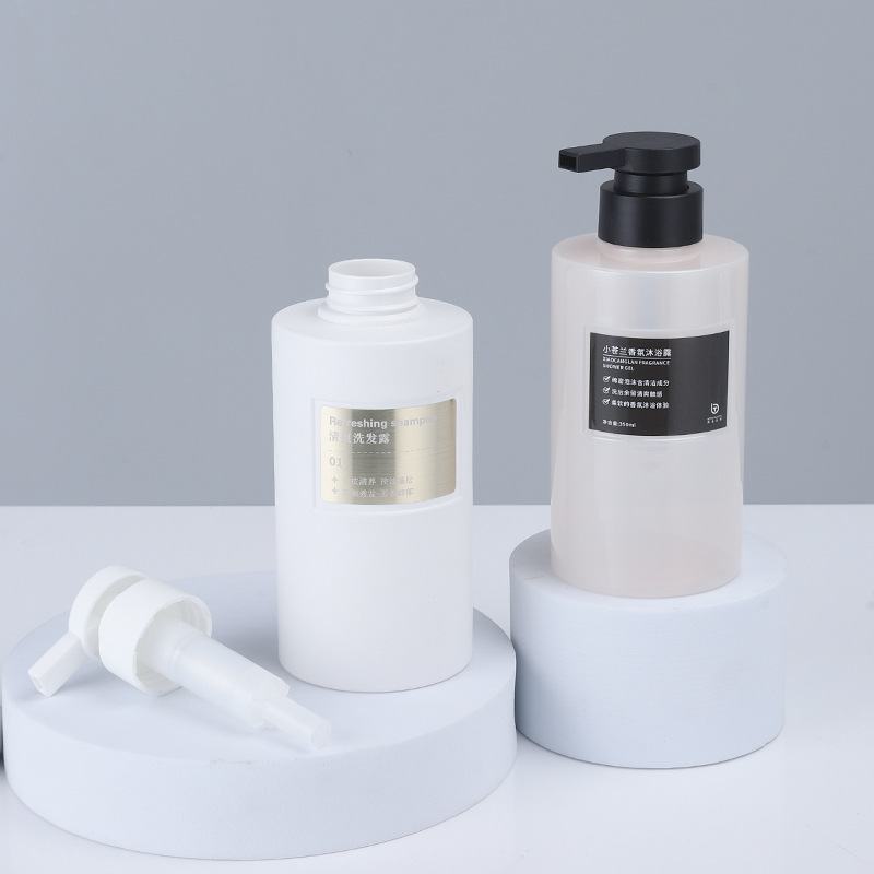 PET Plastic Cylinder Pump Bottle 350ml/12oz
