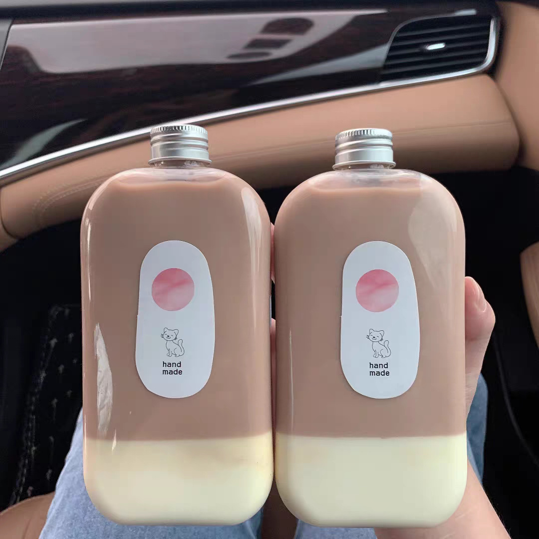 500ml machi bottle machi juice plastic bottle pet beverage bottle disposable milk tea bottle square