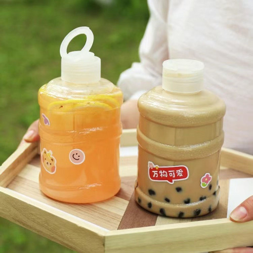 Transparent plastic mini bucket 1000ml cute miniPET disposable milk tea bucket creative printable