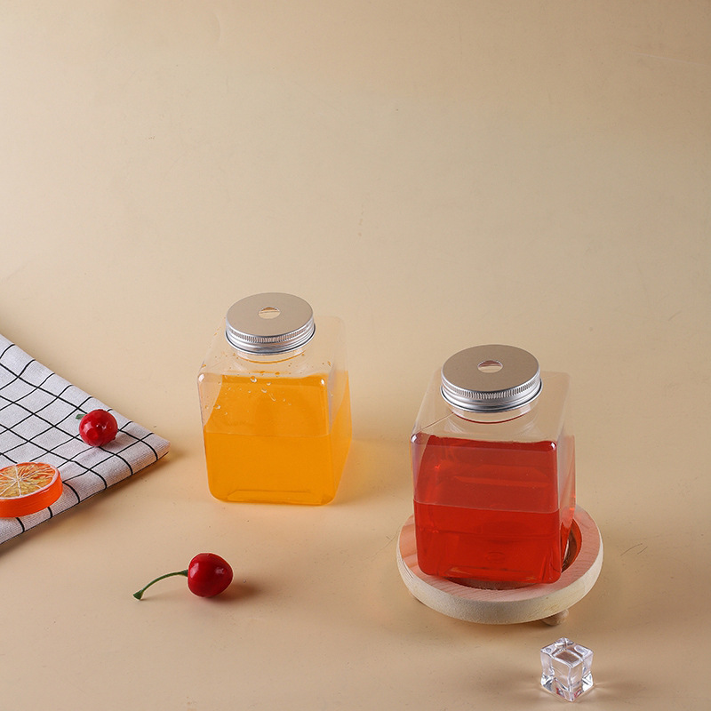PET square bottle juice plastic bucket bottle square bottle 500ml plastic bottle manufacturer genuine disposable beverage bottle