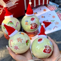 Christmas ball bottle creative disposable Christmas juice milk tea cup food grade pet transparent plastic bottle