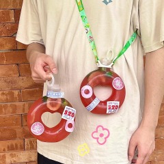 Love Donut New Product for Sale 500ml PET Material Juice Milk Tea Bottle High Value Cup