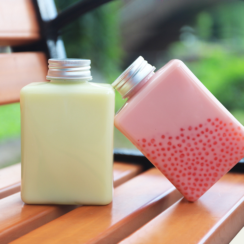 Creative coffee bottle sealed disposable pet aluminum cover 420 flat bottle milk tea cup