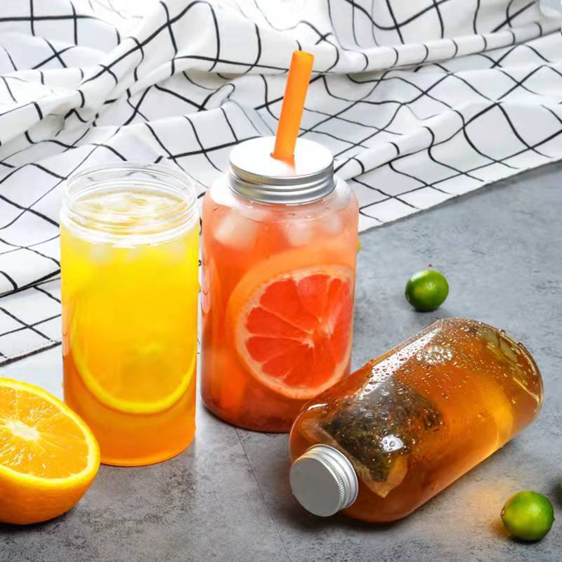 500ml large-caliber internet celebrity milk tea coffee beverage fresh juice package takeaway plastic PET round milk tea bottle