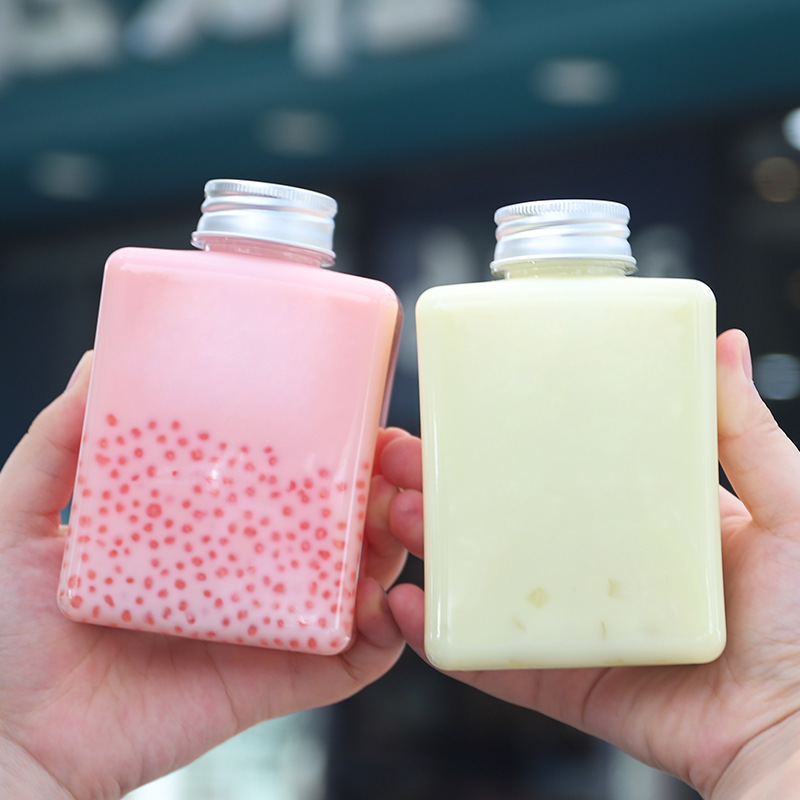 Creative coffee bottle sealed disposable pet aluminum cover 420 flat bottle milk tea cup