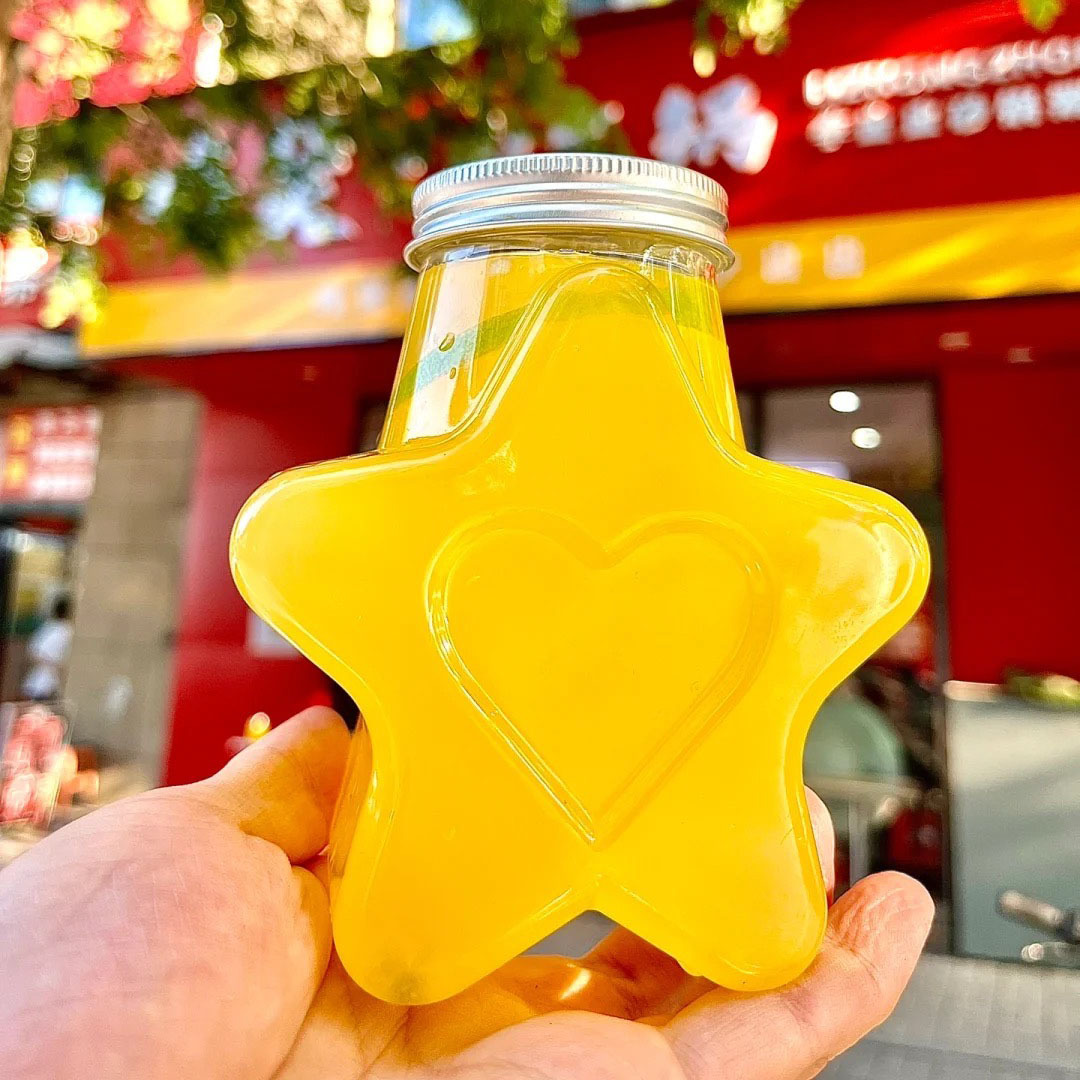 Star bottle 500ml transparent plastic bottle cold brew tea take-away bottle juice food bottle beverage bottle disposable milk tea