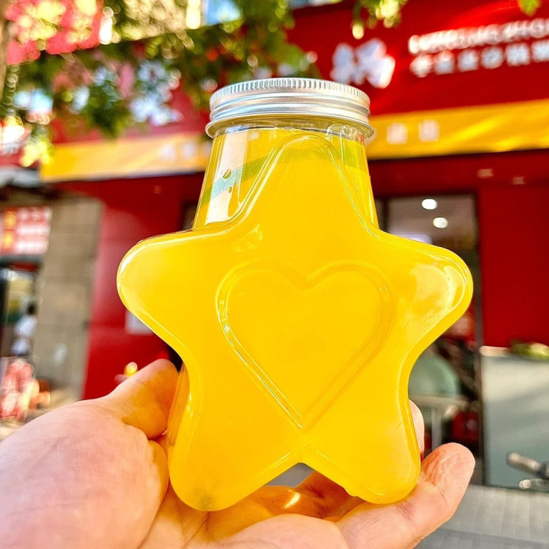 Star bottle 500ml transparent plastic bottle cold brew tea take-away bottle juice food bottle beverage bottle disposable milk tea