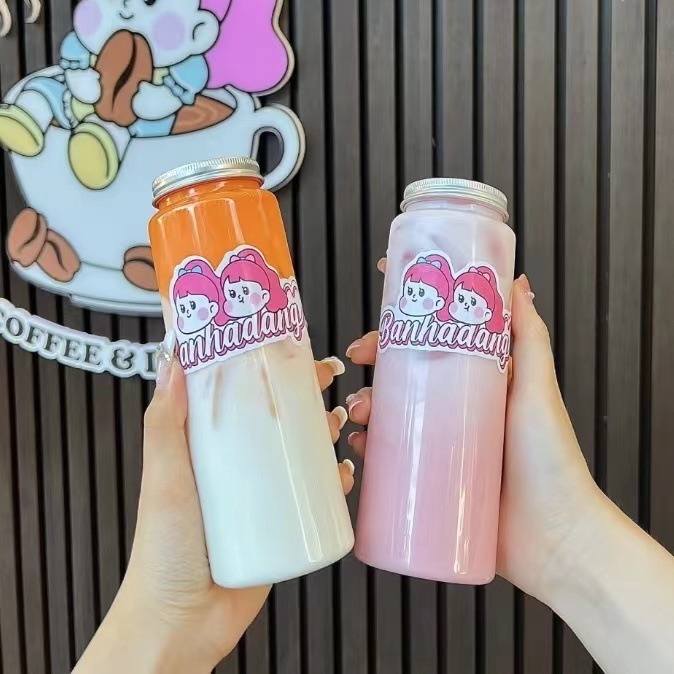 Juice milk tea bottle 500ml PET plastic bottle disposable transparent net red beverage bottle in stock