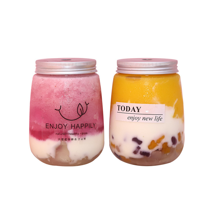 Plastic transparent pet factory direct sales milk tea bottle 450ml fat cup juice cup Yangzhi Ganlu popular hot item