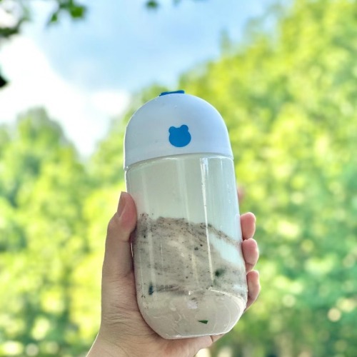 Disposable 500ml capsule bottle transparent milk tea pet take-away beverage with lid internet celebrity U-shaped plastic bottle factory