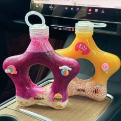 Five-pointed star donut bottle is here. Transparent plastic pet bottle has high value, cute shape and unique girly style.