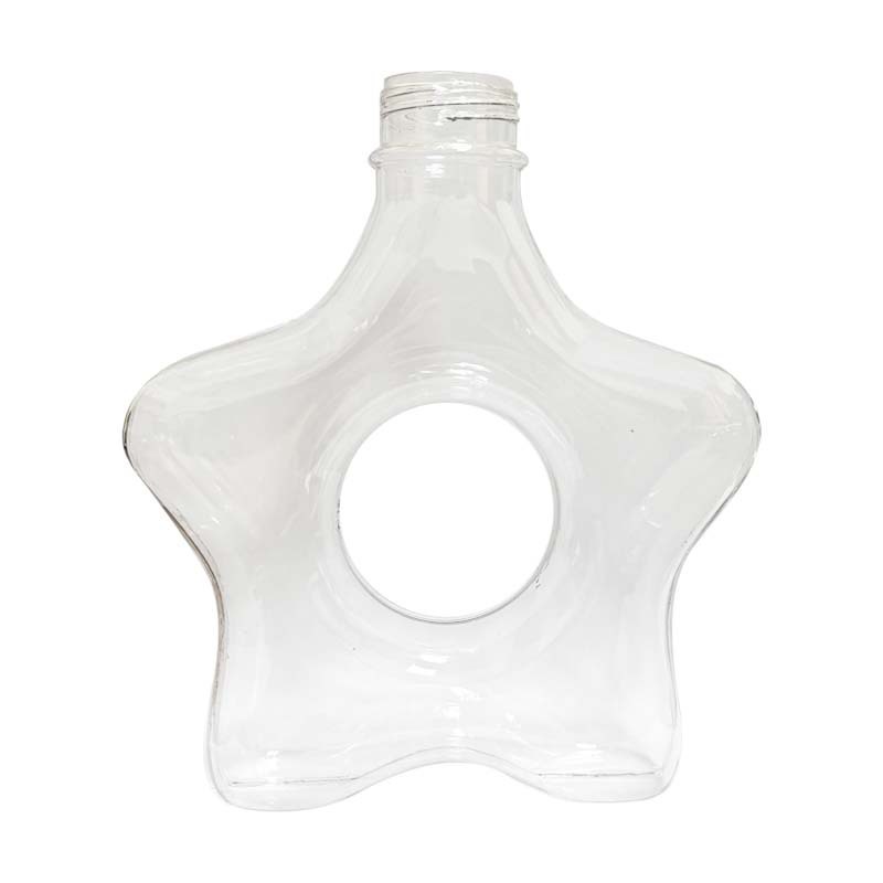 Five-pointed star donut bottle is here. Transparent plastic pet bottle has high value, cute shape and unique girly style.
