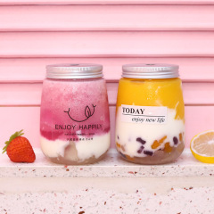 Plastic transparent pet factory direct sales milk tea bottle 450ml fat cup juice cup Yangzhi Ganlu popular hot item