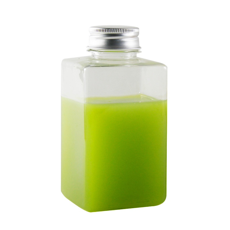 PET square bottle cold brew tea spot square beverage bottle juice bottle disposable 450ml plastic transparent cup