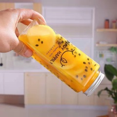 PET square plastic bottle juice bottle 400ml bottle disposable beverage transparent milk tea bottle aluminum cover cup