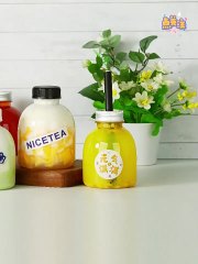 Internet celebrity milk tea bottle big belly bottle small capacity disposable 350ml juice beverage pet plastic bottle milk tea bucket manufacturer