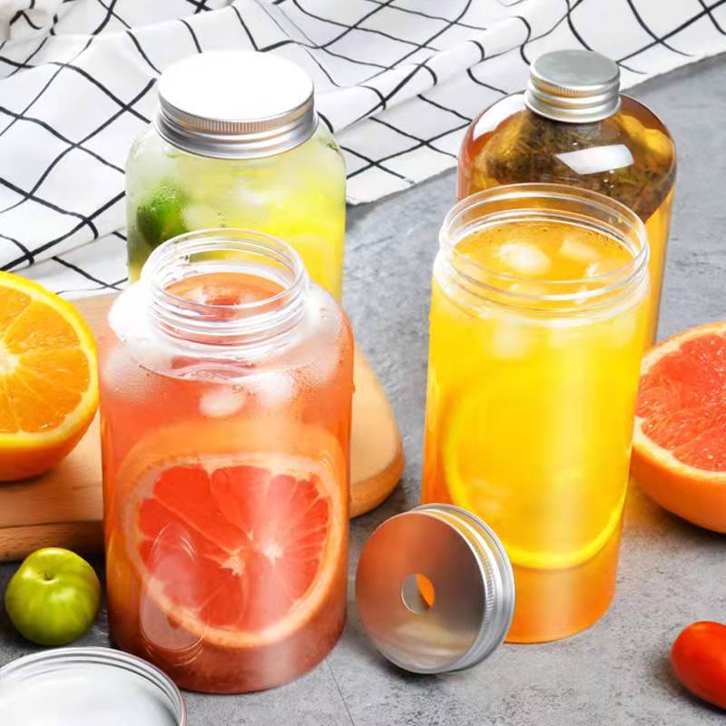 500ml large-caliber internet celebrity milk tea coffee beverage fresh juice package takeaway plastic PET round milk tea bottle