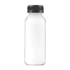 Wholesale 350ml oblique shoulder square bottle PET plastic transparent disposable juice beverage bottle net celebrity milk tea bottle packaging bottle