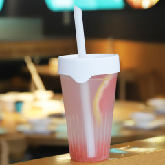 Disposable transparent plastic bottle pet bottle 600ml vertical stripe cup milk tea cup spot wholesale