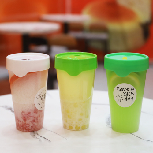 600mlPP Lele Cup Internet celebrity frosted plastic bottle handy cup juice vertical bottle manufacturer genuine lemon tea cup