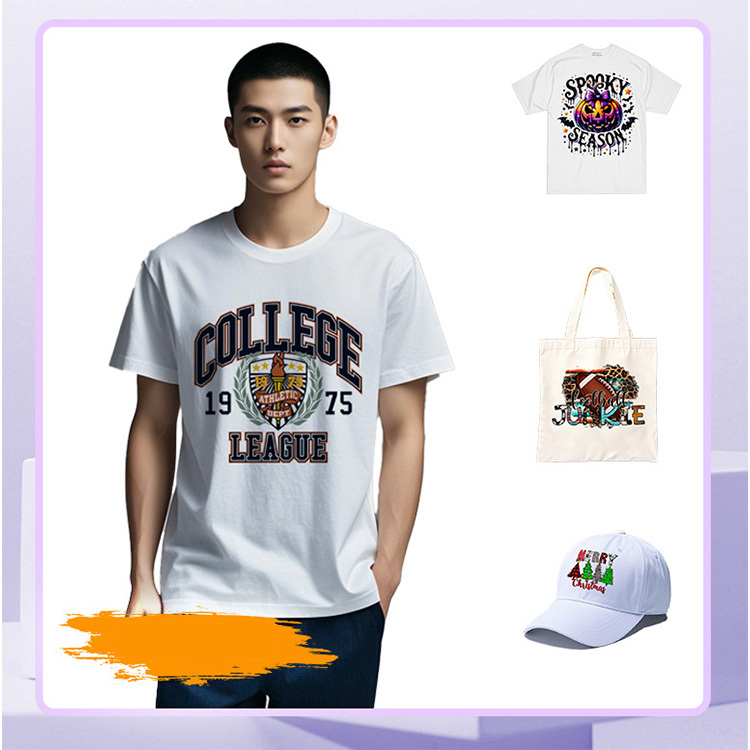 English letter printing personalized hot stamping clothing heat transfer white ink hot stamping sticker logo customization